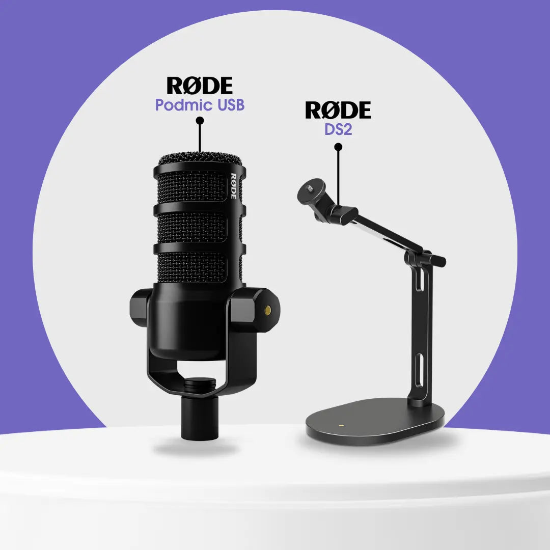 Rode Podmic USB + DS-2 Statief + Keepdrum Doek – Dynamische Microfoon Met XLR En USB-C – Voor Podcast, Stream En Gaming
